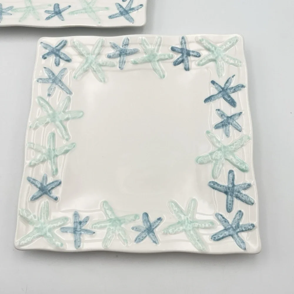 Coastal Home Cape Coral Starfish Square Salad Plates 9